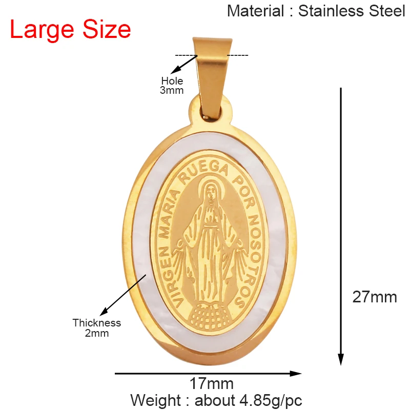 316 Stainless Steel Holy Religious Jesus Virgin Mary Charm Geometry Pendant,18K Gold Plated Rhinestone Jewelry Necklace K87