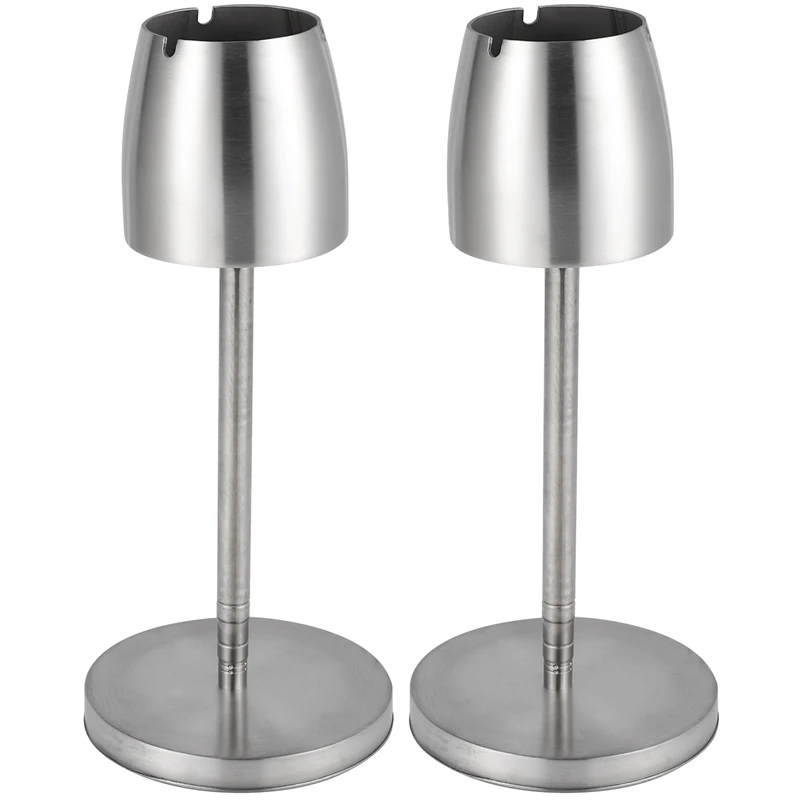 

2X Stainless Steel Telescopic Ashtray Floor Standing Ash Tray Ashtray Portable Metal Large Windproof Ashtray Accessories