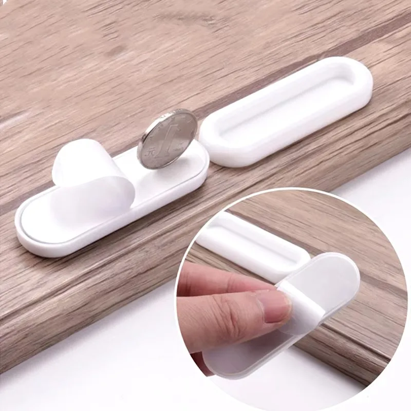 4Pcs Self-adhesive Door Knobs Oval Door Handles for Interior Doors Glass Window Cabinet Drawer Non-slip Grip Auxiliary Handles image 4