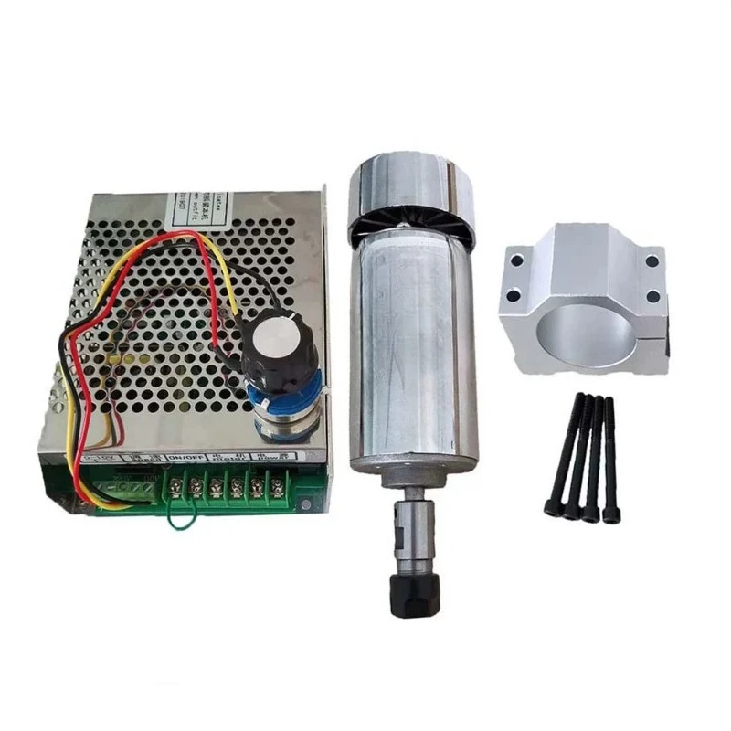 300W Air Cool CNC Spindle Motor Kit, 52mm Bracket ER11/ER16 Chuck 48V DC Power Supply Governor for DIY CNC