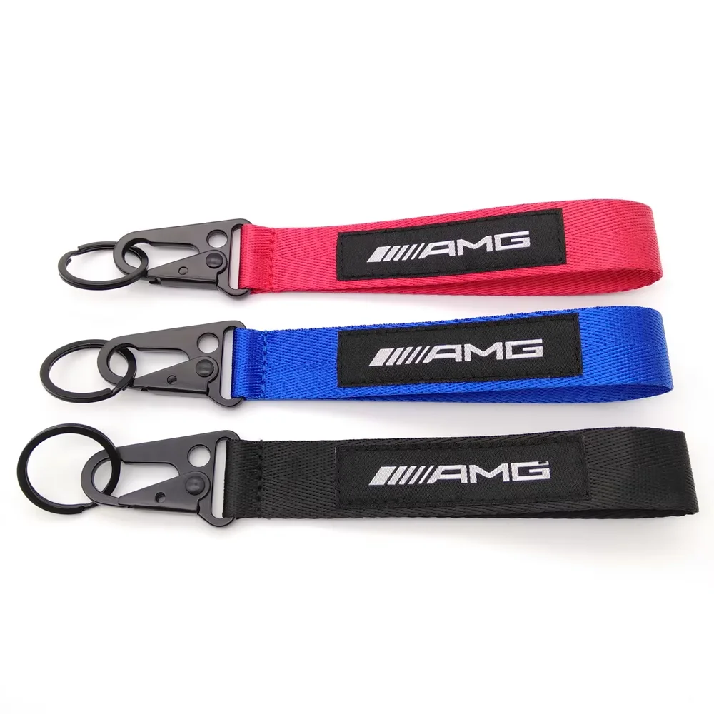 AMG Keychain Nylon Wristband Keytag Blue Black Red For W211 W212 W204 W203 W639 W638 W205 W177 W176 W214 Car Accessories Gadgets