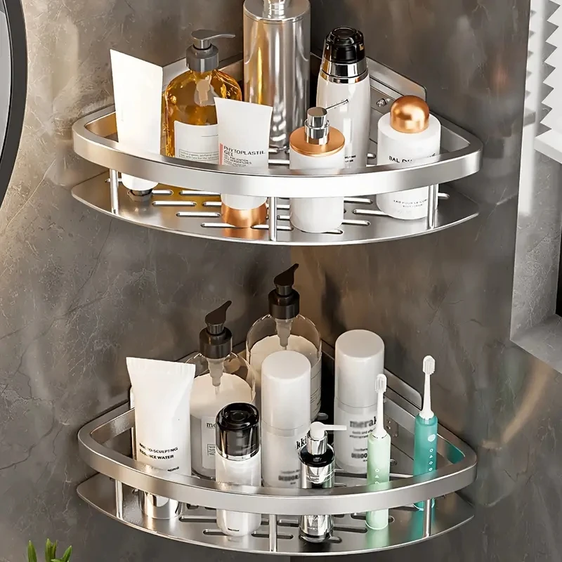 Badezimmer regal Aluminium legierung Shampoo Rack Make-up Lagerung Veranstalter Dusch regal Bad zubehör keine Bohrwand Eck regal