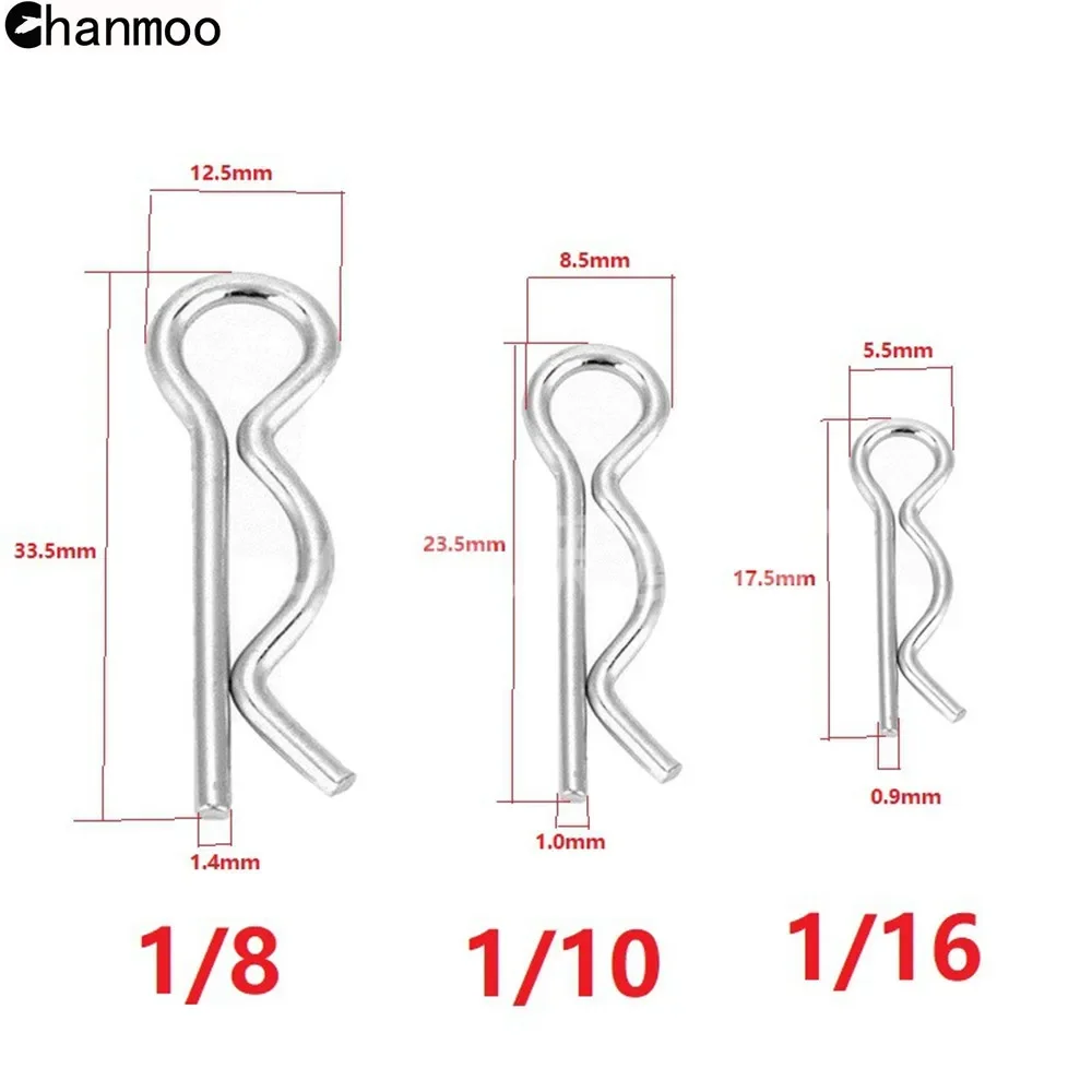 HSP 02053 Stainless Steel Bend Body Clip R Clip for 1/8 1/10 1/16 RC Car Flying Fish 94122 94123 94166 94155 94177 94188 Parts