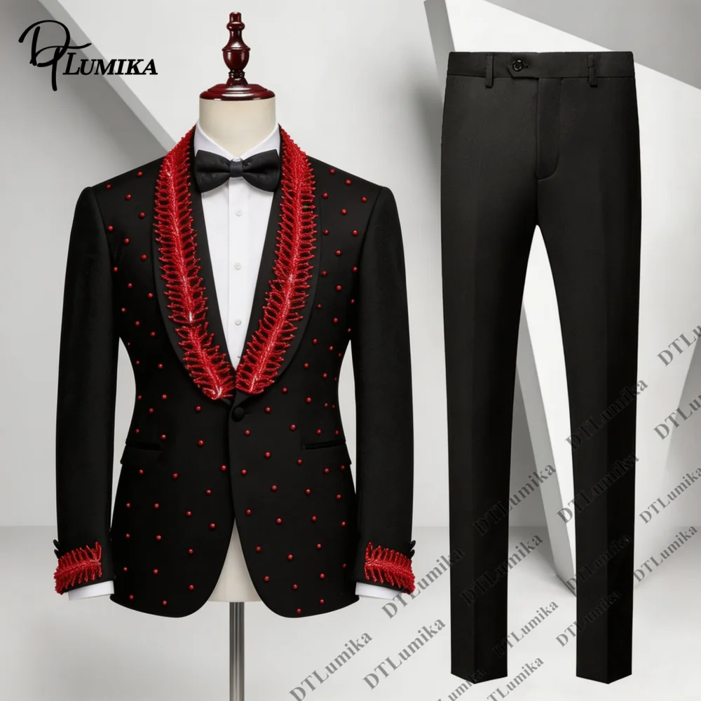 Wedding Tuxedo Suit for Men Two Piece Jacket Pants Red Decorations Made To Measure Wedding Groom Suits XXS-7XL Tailored