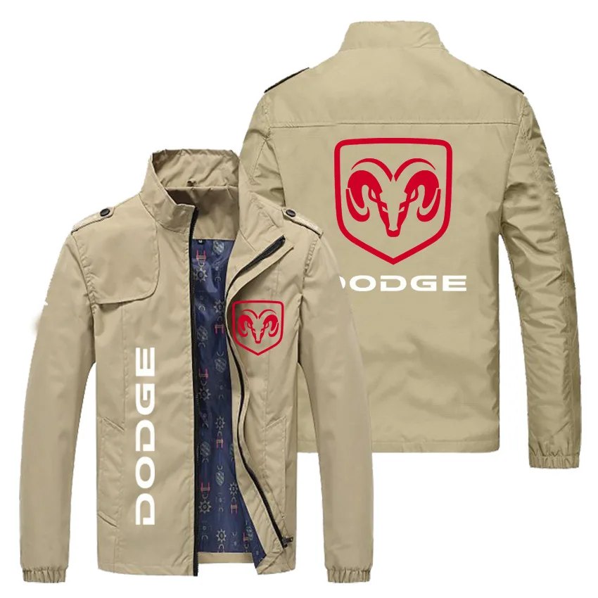 Casaco de lã com logotipo Dodge masculino, roupa exterior casual, jaqueta esportiva fina, gola alta, cor sólida, jovem, novo, primavera e outono