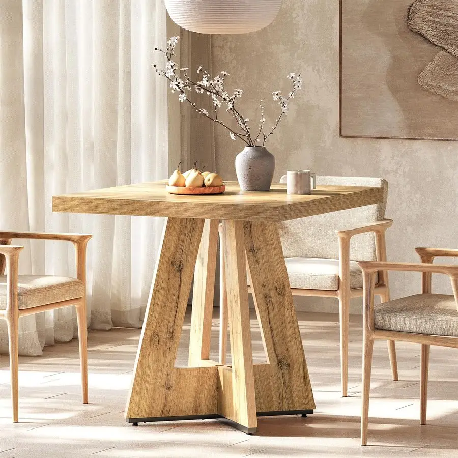 

Square Dining Table for 4, 31.5Inch Small Kitchen Table with Pedestal Base, Farmhouse Wooden Dinner Table for Dinin Customizable