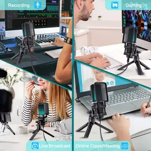 ZALSound RGB USB Condenser Games Microphone Professional Computer Microphone for PC PS4 PS5 MAC Phone Recording Streaming Podcasting 8 Main Sales White Microphone - №5