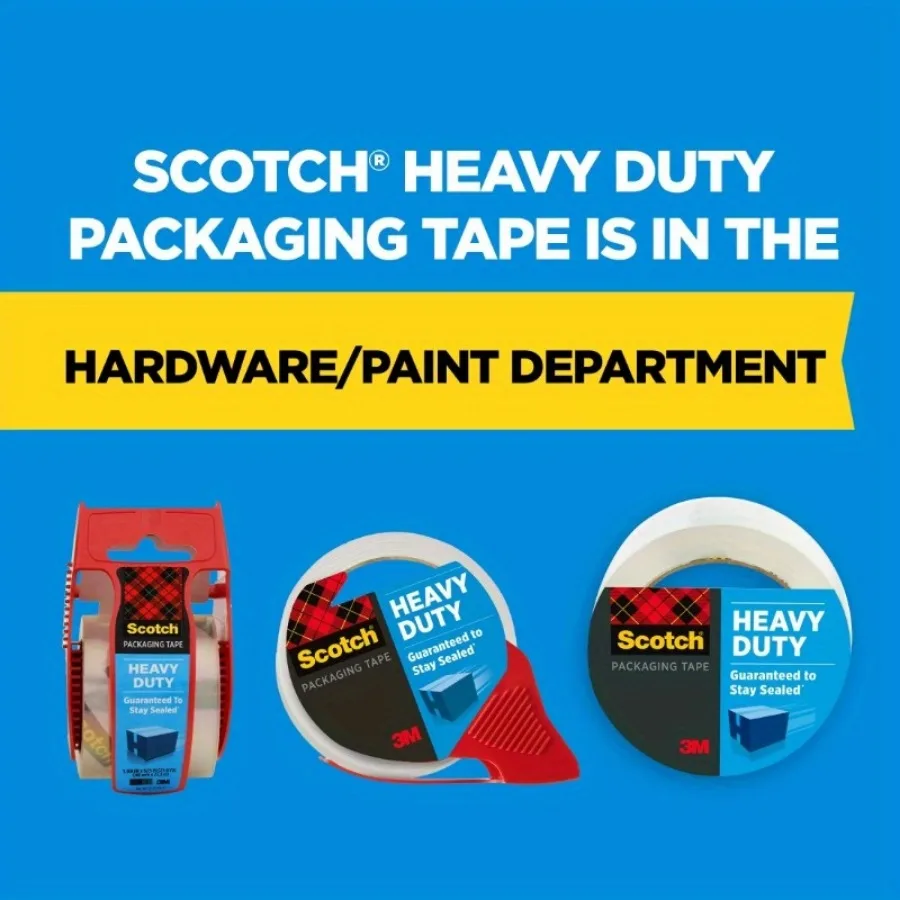 (3팩) 고강도 포장 테이프, 1.88인치 x 54.6야드, 투명, 롤 1개