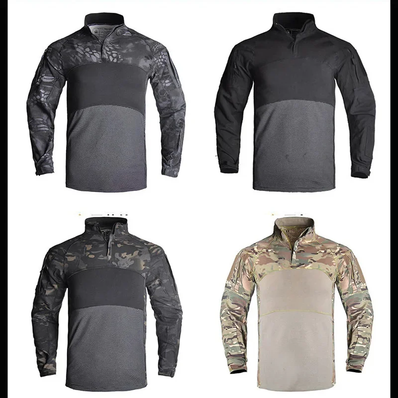 Mens Tactical Hiking Brand Warm Windbreaker Hunting Clothes Pullover Man Windproof CP ACU Camouflage Tops