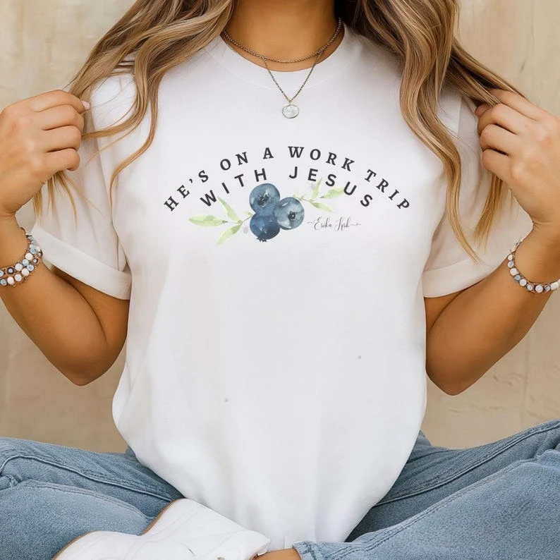 

Work Trip with Jesus Christian Tshirt Faith Inspired By Erika Kirk Streetwear Cotton Tee for Men Women Religious Apparel Gift