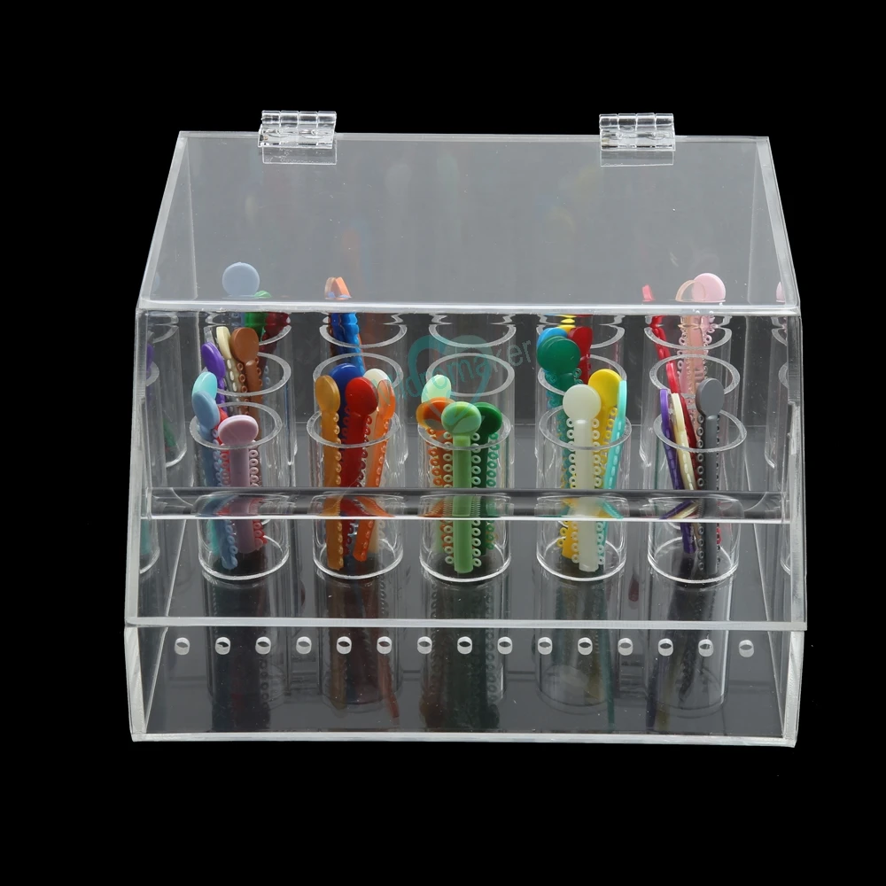 Dental 15Hole Orthodontic Ligature Tie Storage Box For Dispenser Elastic Power Chain Transparent Placing Box O Ring Holder