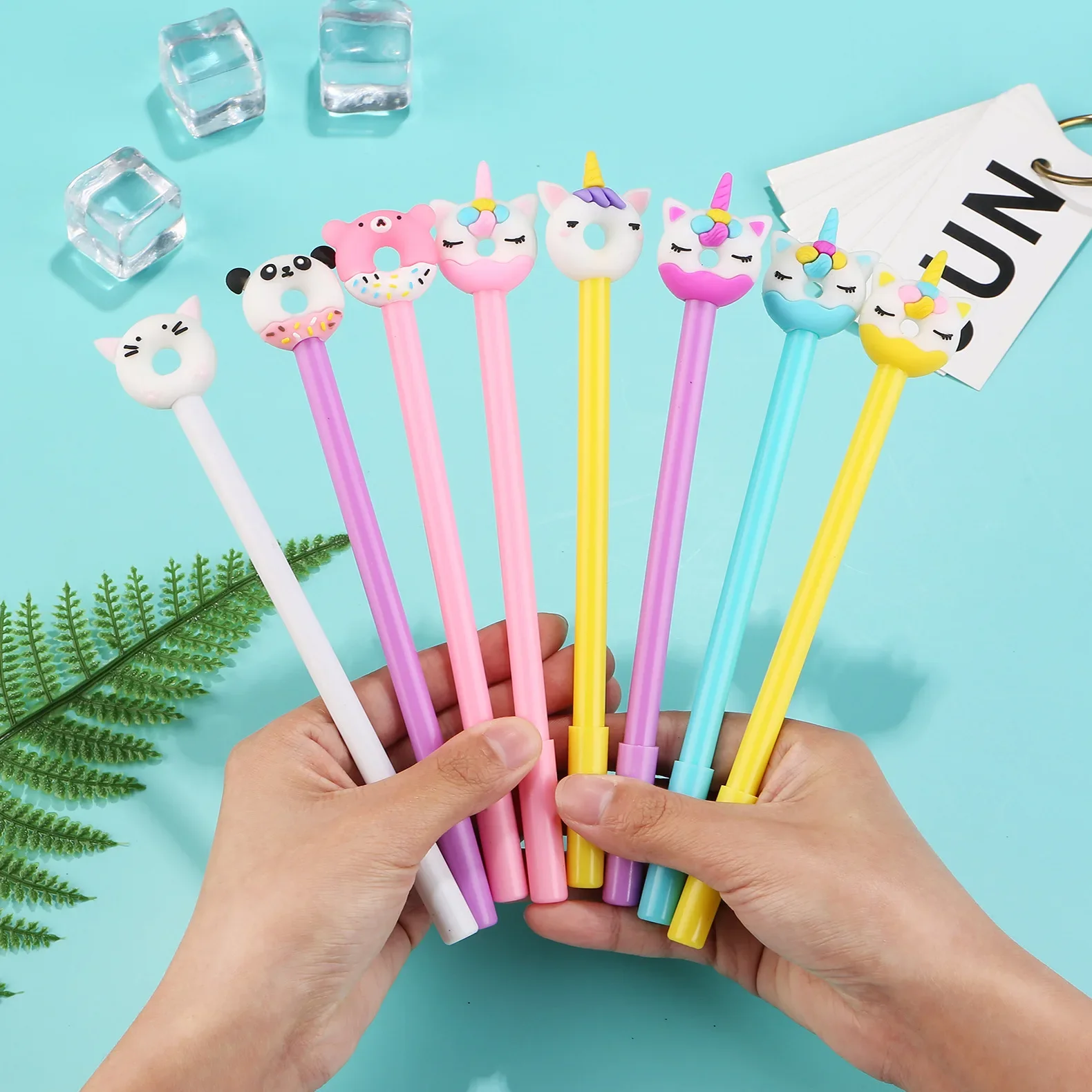 10Pcs/Lot Kawaii Cartoon Donuts Gel Pens Cute Unicorn Panda Bear Cat Black Ink Neutral Pen Student Stationery Office Supplies