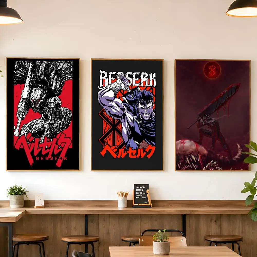 B-Berserk Guts Anime Comic Poster Matte Wall Peel And Stick Decor Bedroom Living Room Office Dorm Home