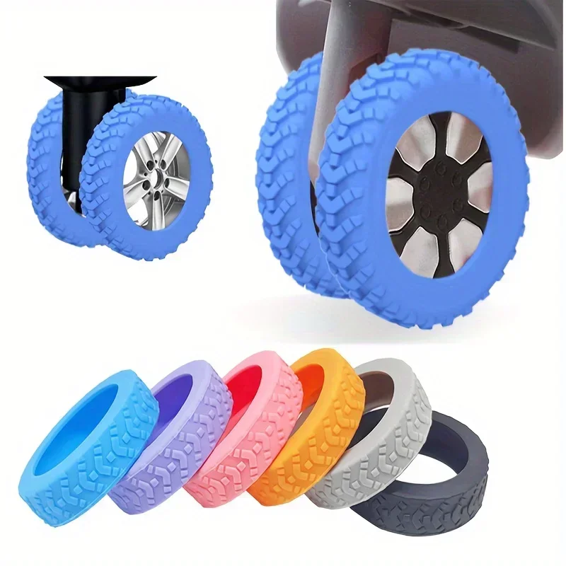8 pieces of luggage casters, universal wheel silent noise reduction cover, silicone suitcase casters protection cover, travel