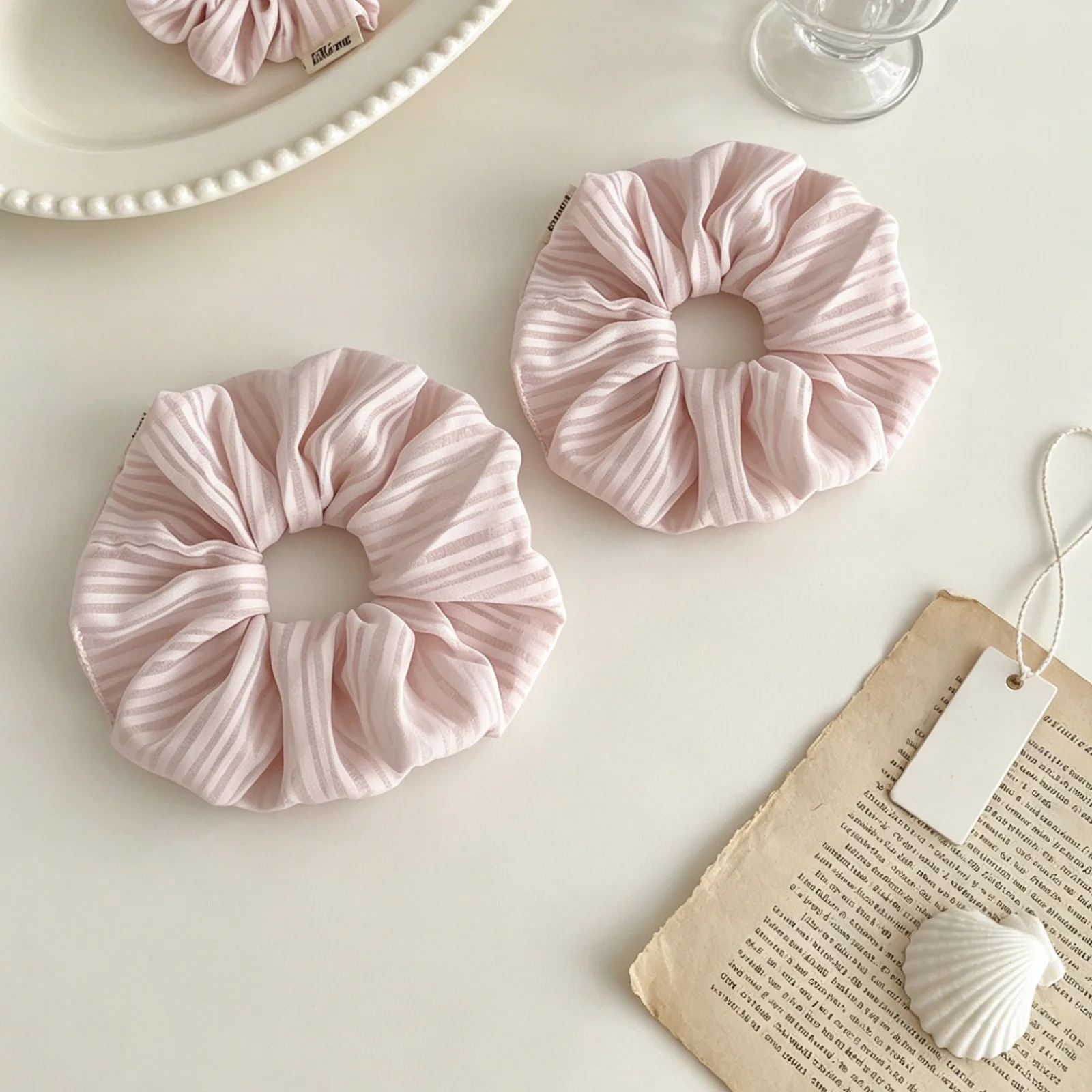 ยางรัดผมชีฟองลายทางสีชมพูสำหรั - Women'S Work Accessories บทวิจารณ์และราคา