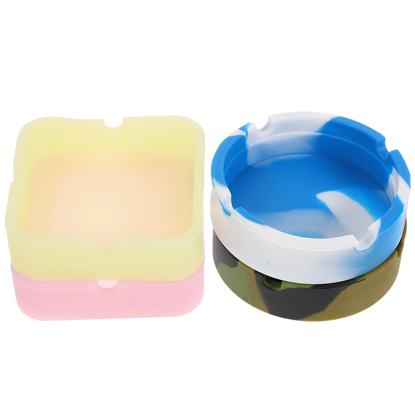 

4pcs Reusable Silicone Ashtray Portable Cigarette Holder Heat Resistant Non-Slip Desktop Decorative Ashtray For Home Party Blue