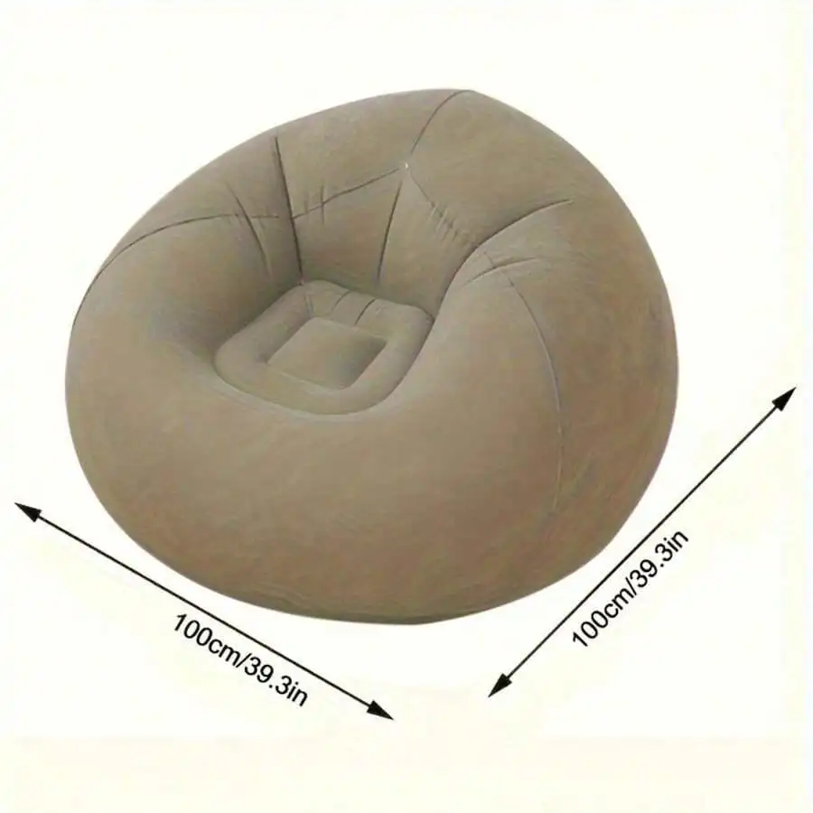 Grey Round Inflatable Single Sofa Chair Comfort Bean Bag Lounger For Indoor Camping Picnic view 4