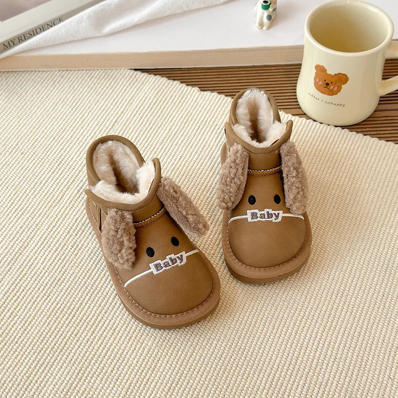 

Boys Girls Princess Boots Cute Puppy Kids Ankle Boots with Thick Fur Sweet Soft Sole 2025 Winter New Short Boots Soft Round Toes