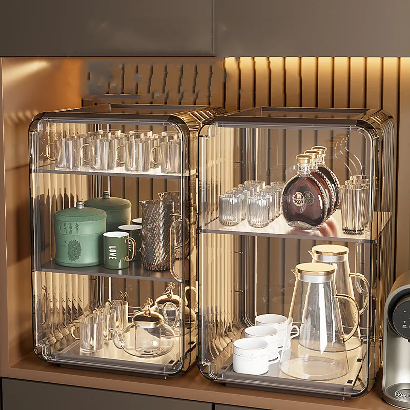 Nice Dustproof Cup Storage Rack Light Luxury High Appearance Level Can Be Superimposed Transparent Living Room Desktop Cabinet C
