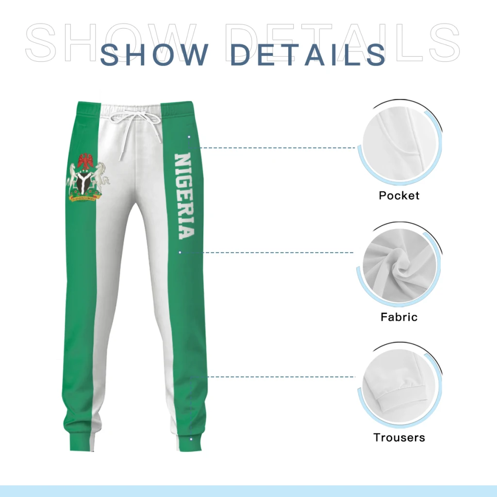 Mens Sweatpants Nigeria Flag Nigerian Pants with Pockets Joggers Soccer Football Multifunction Sports Sweat With Drawstring