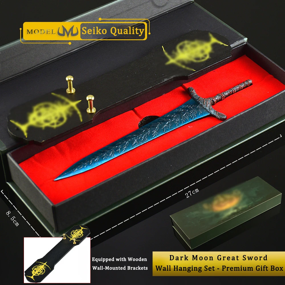 

Популярные игровые аксессуары: 22-сантиметровый меч Dark Moon Greatsword с настенным креплением, подарочное издание в коробке, подарок для мальчика, украшение, реквизит для косплея