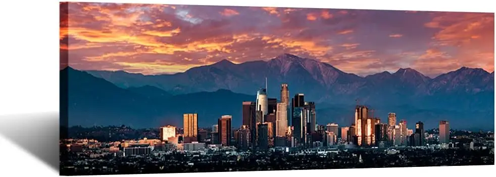 Cityscape Canvas Wall Painting California Hollywood Sunrise Poster Artwork Canvas Painting Suitable for Bedroom Decoration