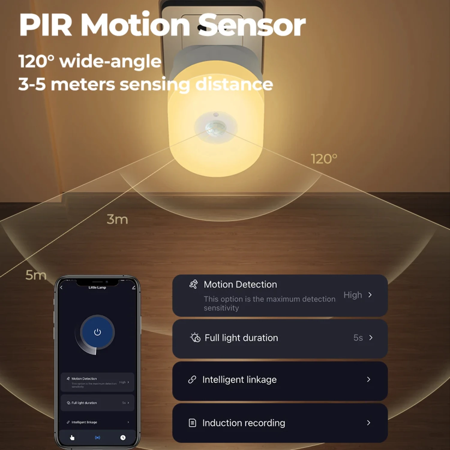 สะดวก มีสไตล์ และทันสมัย Motion Sensor ไฟกลางคืนอัจฉริยะสําหรับห้องนอน - รองรับ Alexa ควบคุมด้วยเสียง RGB Warm White