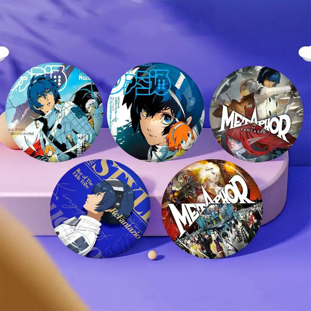 لعبة فيديو M-Metaphor Refantazio 32/44/58 مللي متر دبابيس كرتونية مستديرة دبابيس يدوية لحقيبة الظهر مجوهرات اكسسوارات هدايا