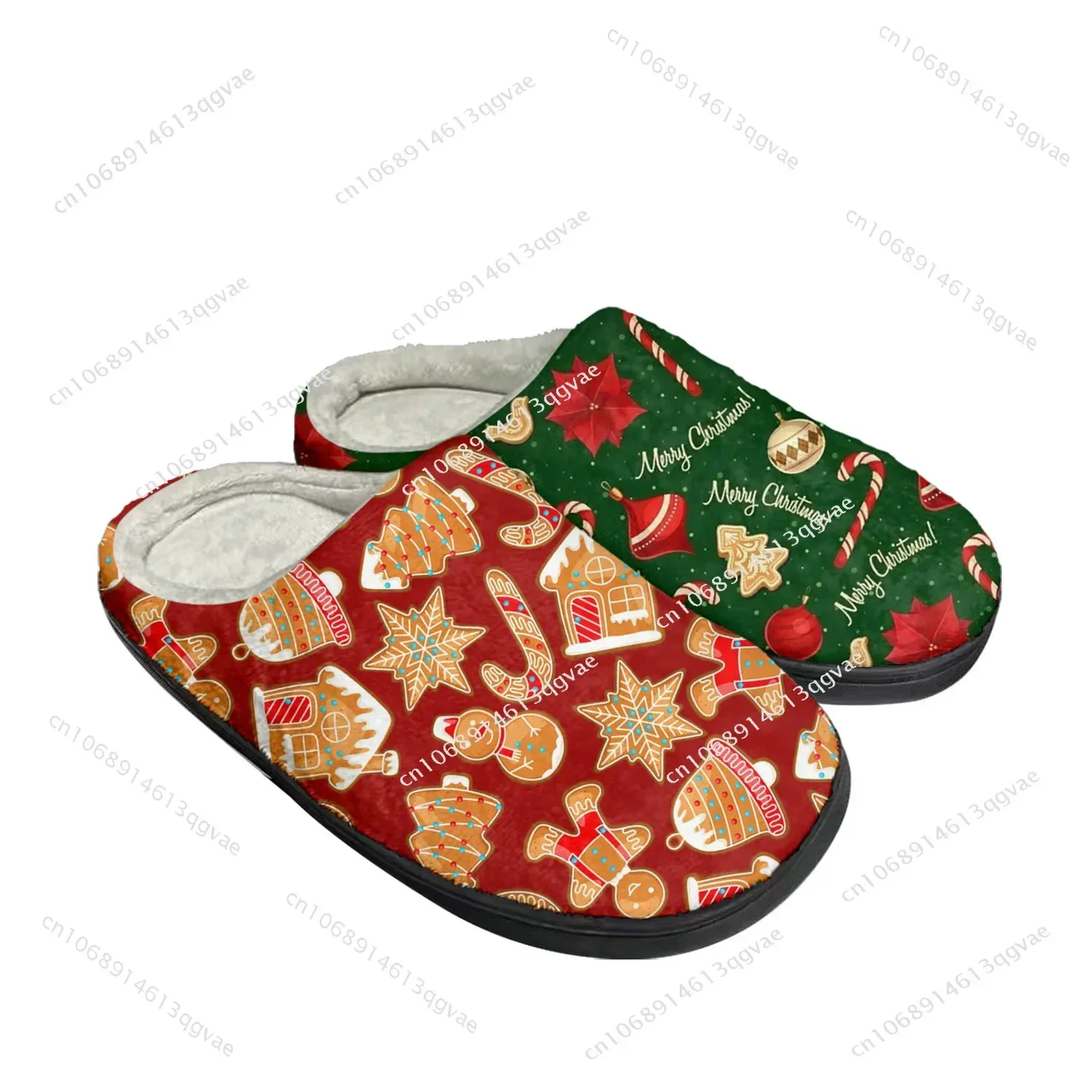 Neue Weihnachts muster nach Hause Baumwolle Hausschuhe Herren Damen Plüsch Schlafzimmer lässig halten warme Schuhe Thermal Indoor Slipper benutzer definierte Schuh