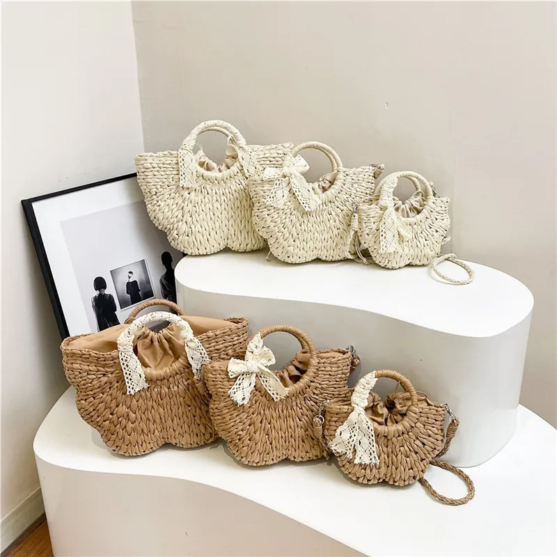 

Лето 2025 г., минималистичная ручная плетеная сумка-корзина для женщин — новая соломенная сумка ручной работы в форме бабочки, большая сумка