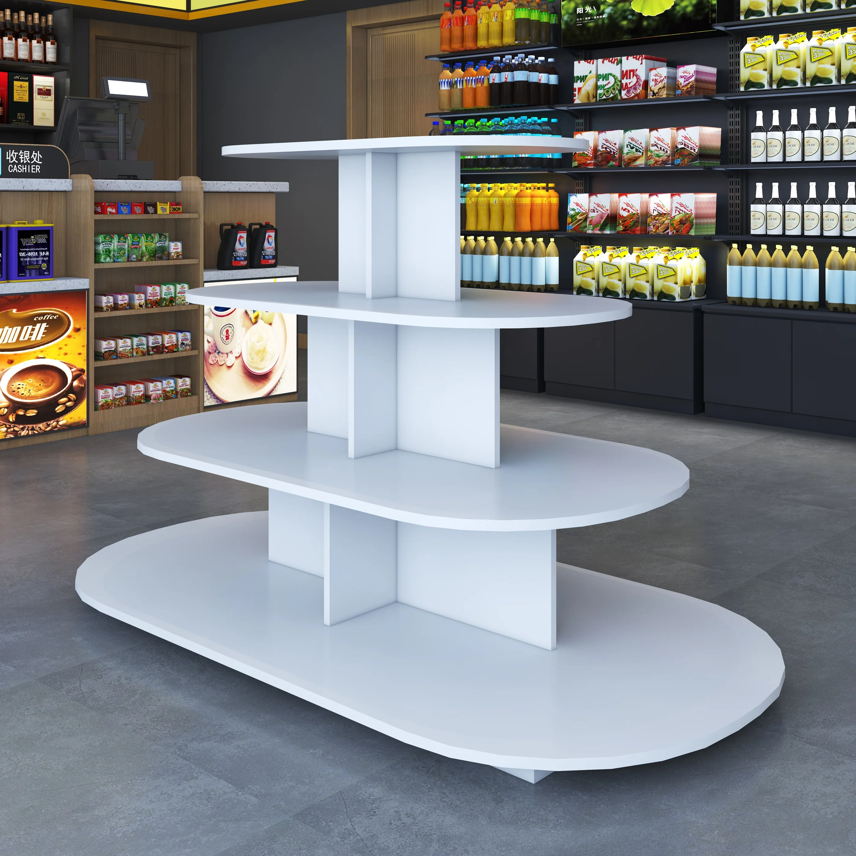 

Wooden Supermarket Stack Head Shelf Showcase Maternal and Infant Convenience Store Showcase Snack