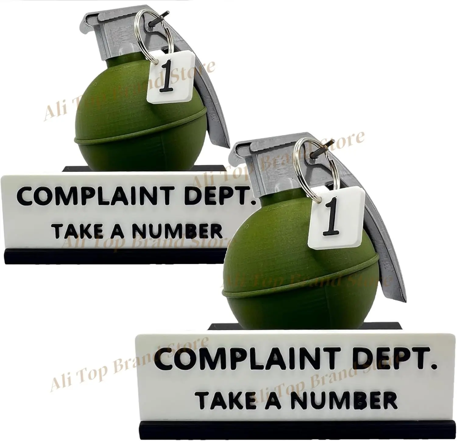 Complaint Department Desk Sign with 3D Printed Grenade - Funny Desk Toys for Coworkers, Unique Office Gifts for Humor & Fun