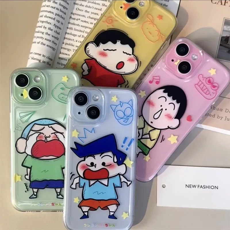 

Bandai Kawaii Anime Crayon Shin-Chan Iphone Mobile Phone Case Cute Cartoon Toru Kazama Anti-Fall Shell Lovely Gifts for Friend