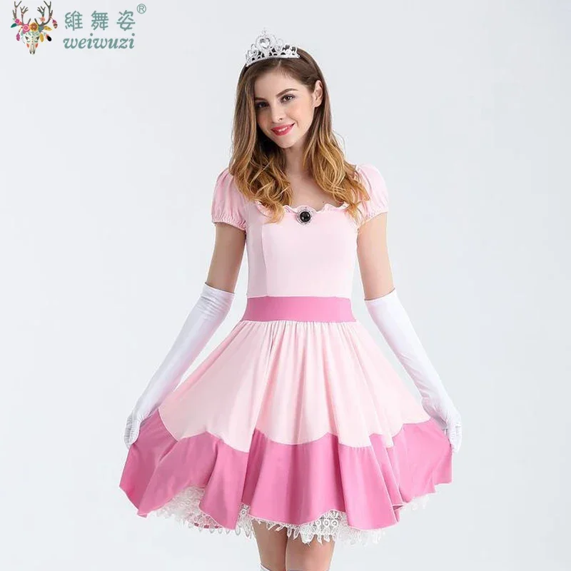 

Cosplay Pink Dress Outfit Cosplay Fancy Party Dress Carnival Halloween Costume Lady Peach Princess Queen Costume Birthday Party