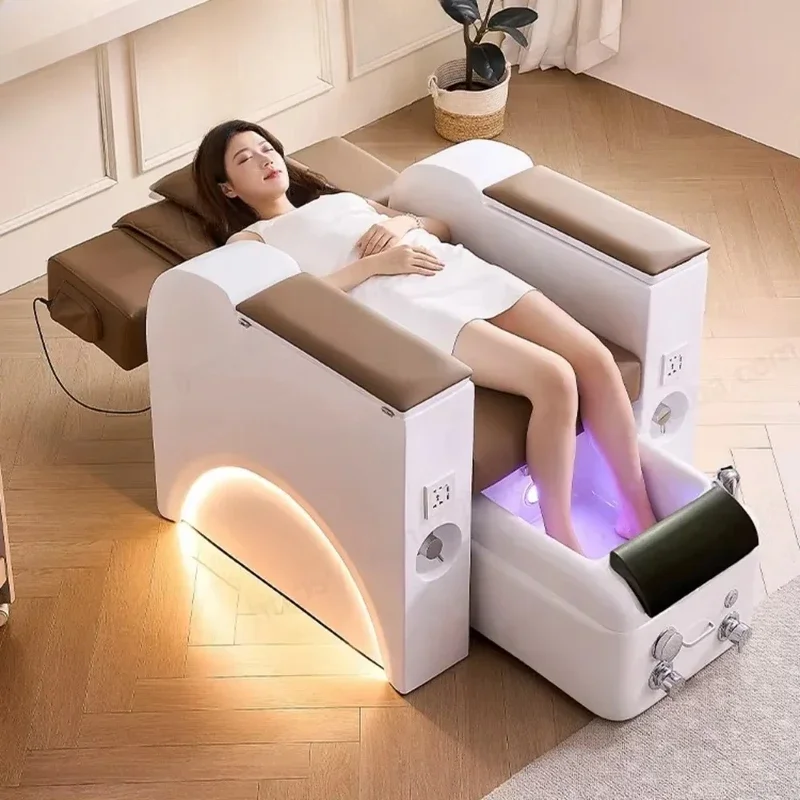 فاخر صالون الأظافر مانيكير باديكير كرسي تدليك كهربائي الجسم العناية بالقدم الأثاث مع حوض لصالون سبا #4