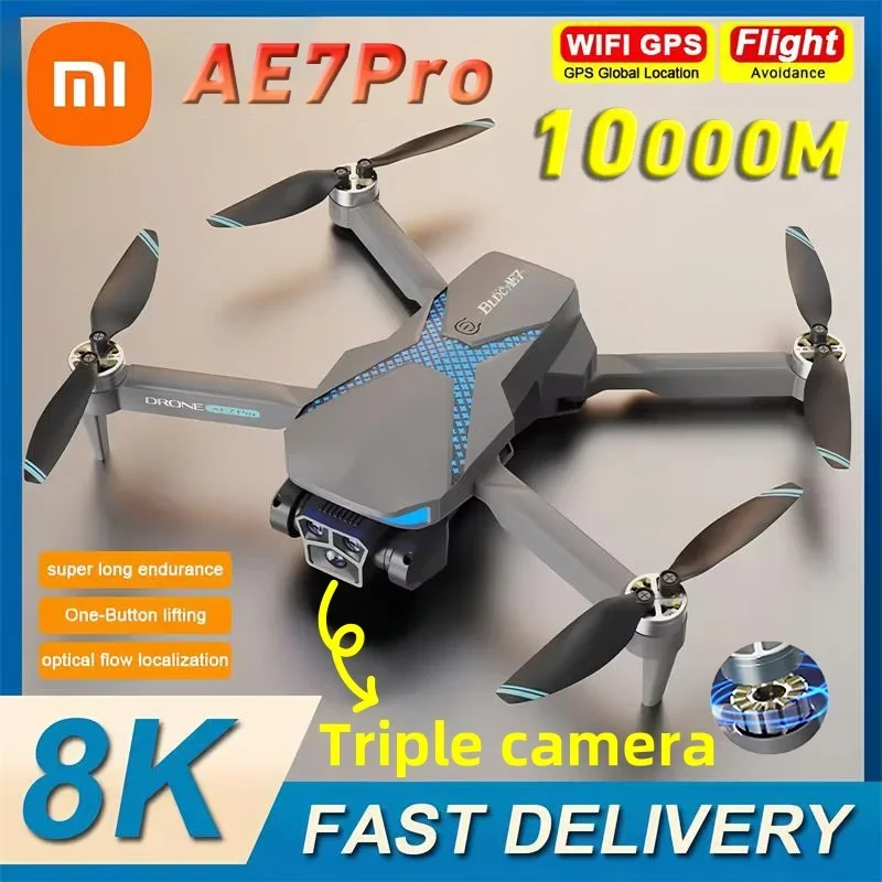 Xiaomi AE7 Drone 8K HD Profesional Triple Camera Aerial Photography GPS FPV Brushless Obstacle Avoidance RC Quadcopter 10000M