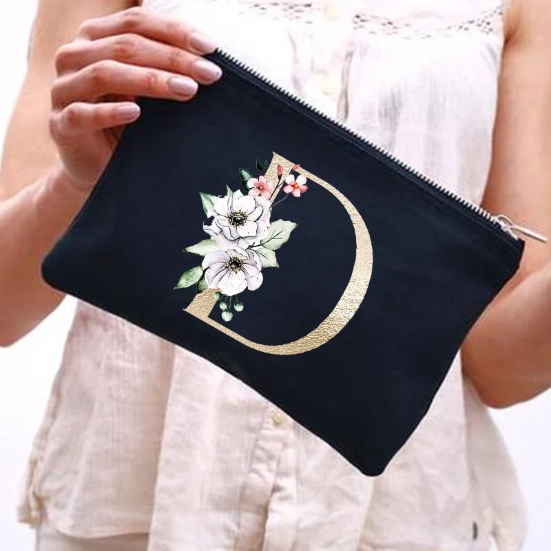 Bolsas de maquillaje con estampado de letras para dama de honor, estuche de cosméticos, organizador de artículos de tocador de viaje, monedero, regalos de novia de boda, bolsa de almacenamiento de lavado femenino