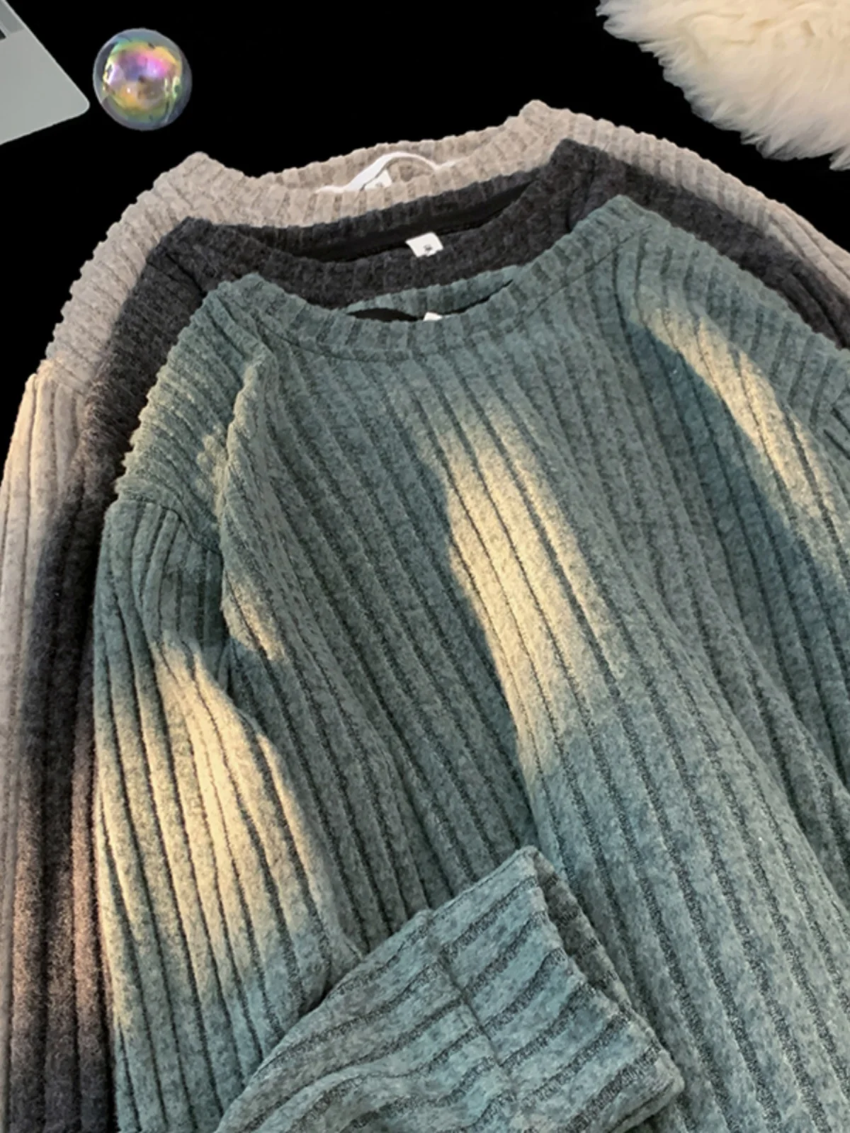 Sudadera sin Capucha para Hombre, Diseño Táctico Nocturno, Estrellas Negras, Luna, Silueta de Amanecer, Atardecer, Sueño, Crepúsculo