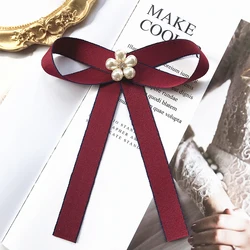 British Korean Girl Bow Tie Solid Color Shirt College Style All-match Sweet Temperament Bow Small Collar Flower Accessories