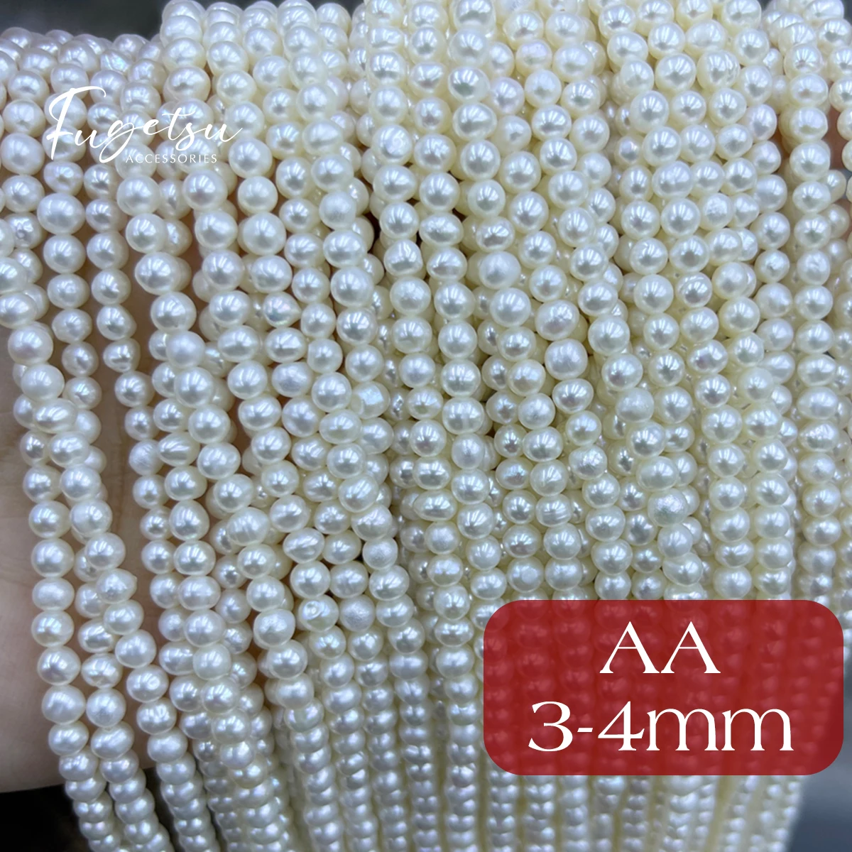 

AA 3-4mm Natural Freshwater Pearl Near-round Beads Charms for DIY Women Men Necklace Jewelry Making Accessories Daily Gifts