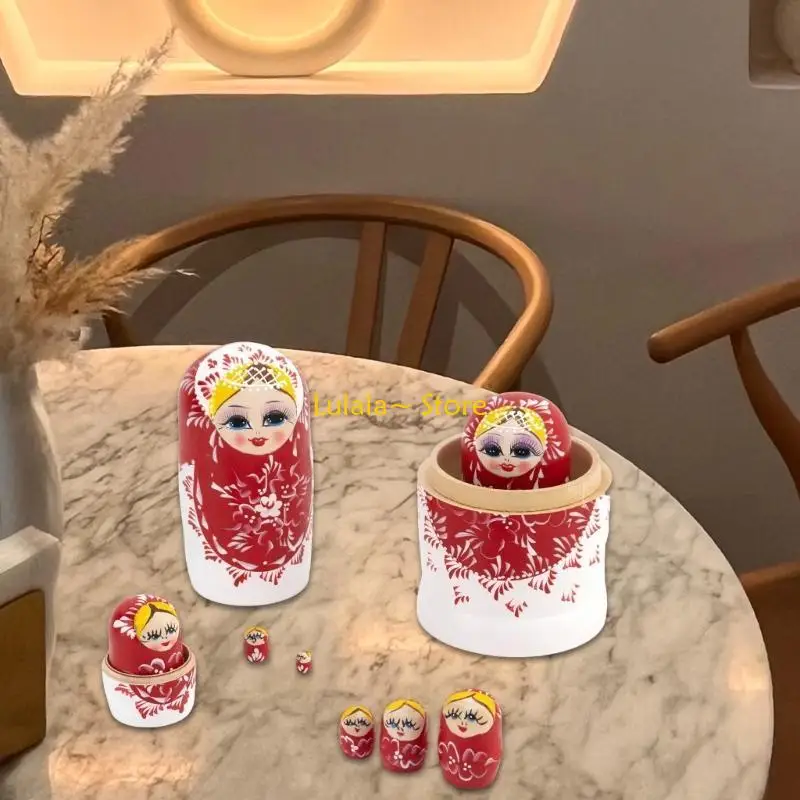 Y4QA 10 Layer Russian Matryoshka Nesting Dolls Stacking Toy Doll Set Traditional Art Craft Decorative Collection Figures