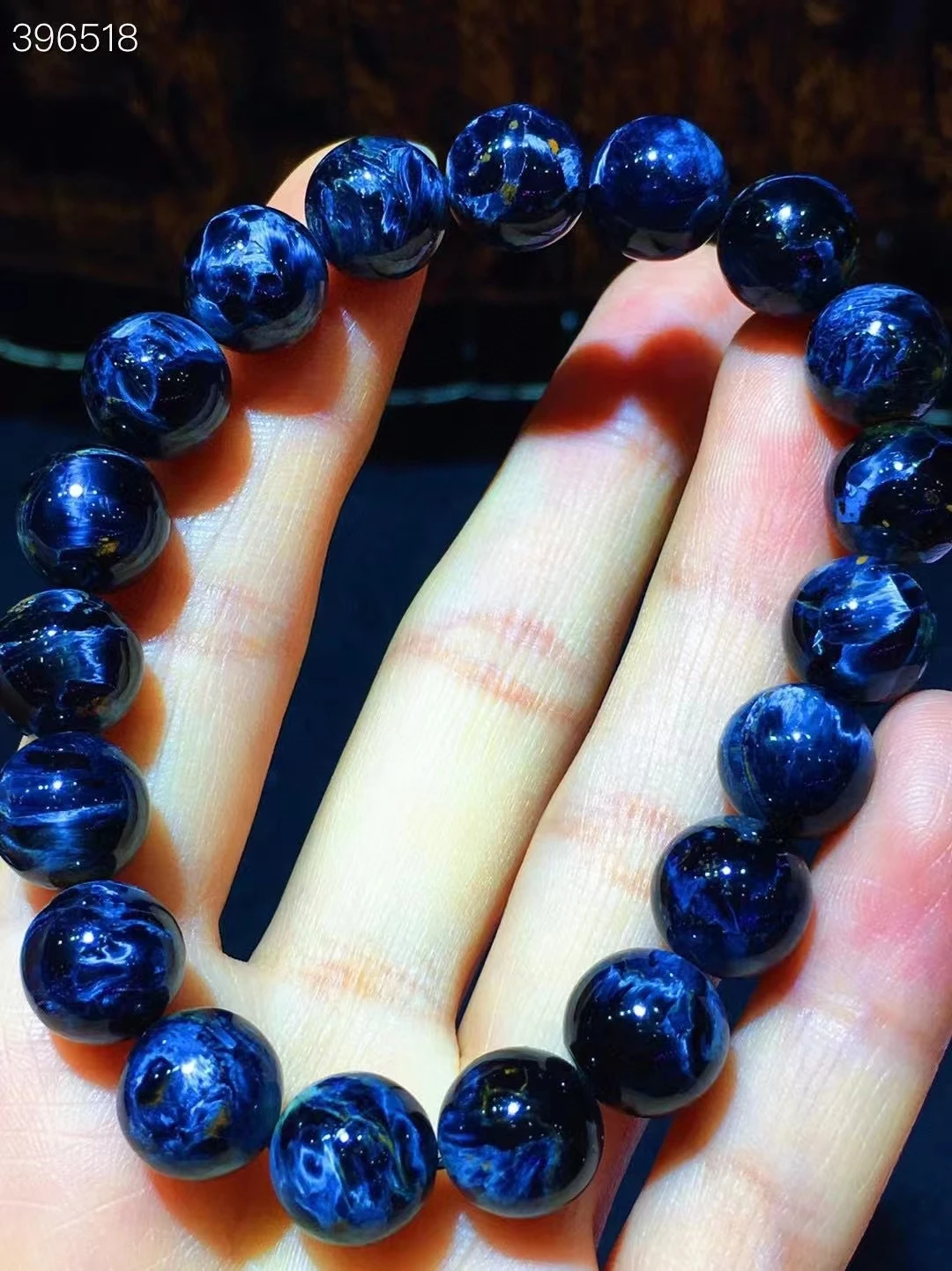 

Natural Blue Pietersite Women Men Bracelet Round Beads 10.5mm Chatoyant Cat Eye Namibia AAAAA