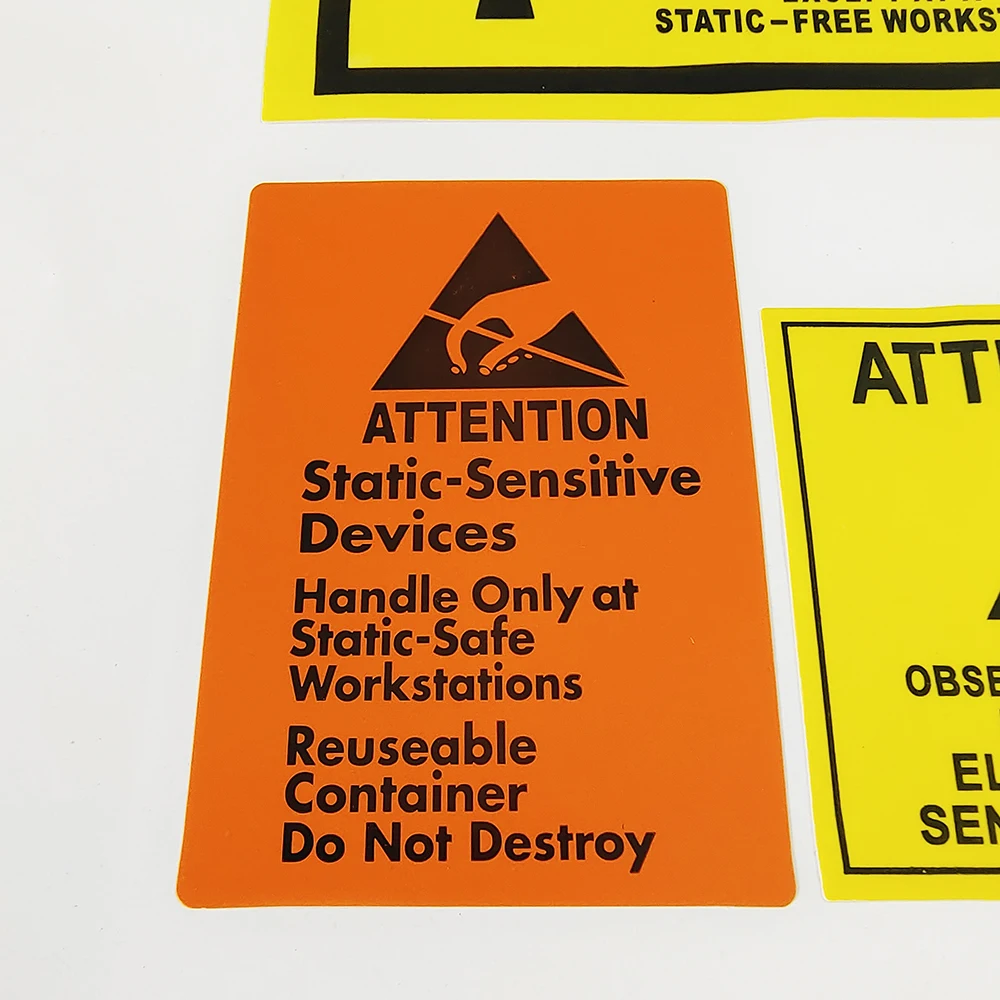 100pcs CAUTION STATIC SENSITIVE DEVICES Electronics Products Safety Warning Label Static-free Workstation Reminder Sticker