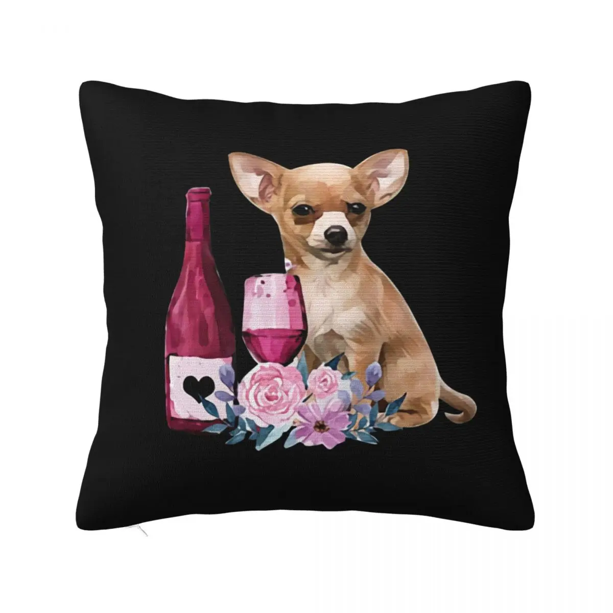 A Woman Cannot Survive On Wine Alone She Also Needs A Chihuahua Cotton Punk Pillow Case