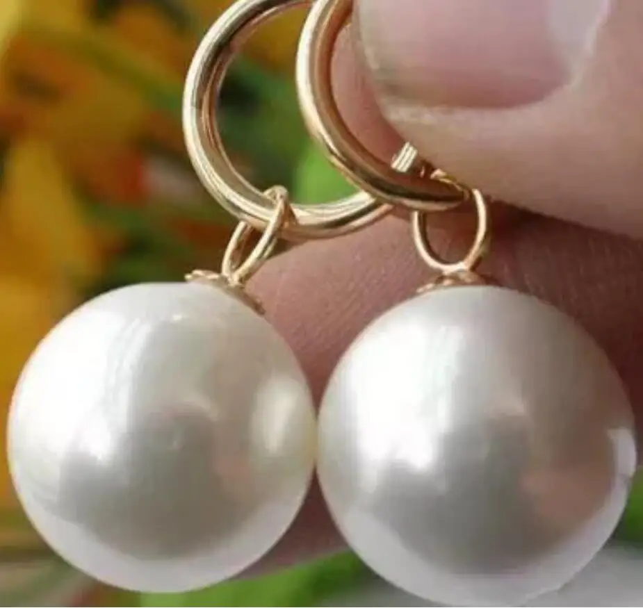 

Hot sale good 14MM WHITE SHELL PEARL DANGLE EARRING