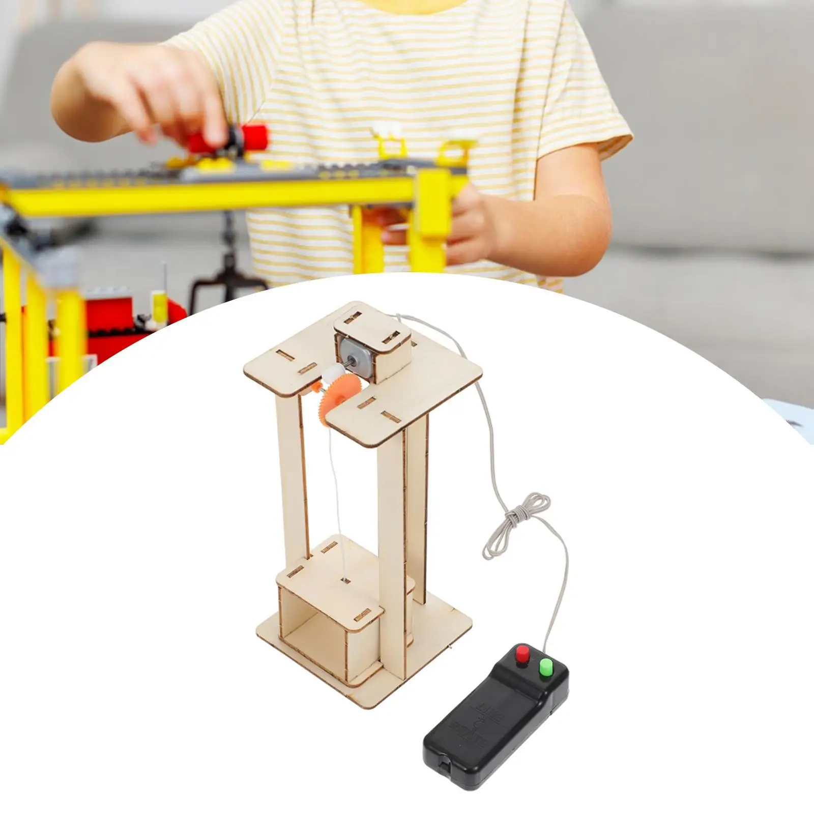 

Elevator Toy DIY Model Electric Elevator Kits Hand Eye Coordination Wooden Crafts Wooden Science Kits Children Kids
