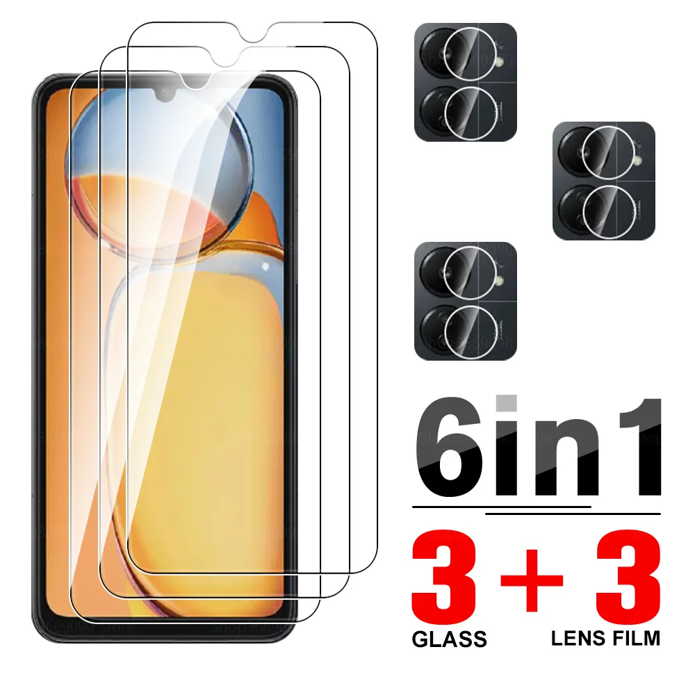 6in1 Protective Glass Case For Xiaomi Redmi 13C Tempered Film Redmy 13C 13 C 14C Redmi13C 4G Screen Camera Protector Film 14 C