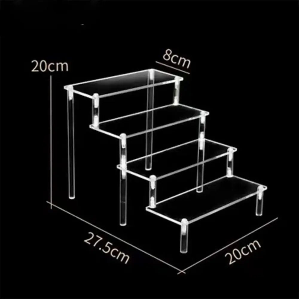 Acrylic Display Stand Pottery Storage Rack Doll Clay Figurine Display Stand Transparent Ladder Makeup Organization Shelf Store