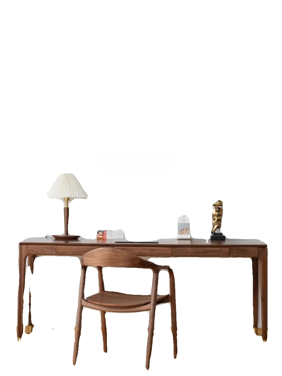 

North American Black Wallet Solid Wood Cherrywood Desk Nordic Simple Study Table Desk Log Desk Office Drawer Furniture