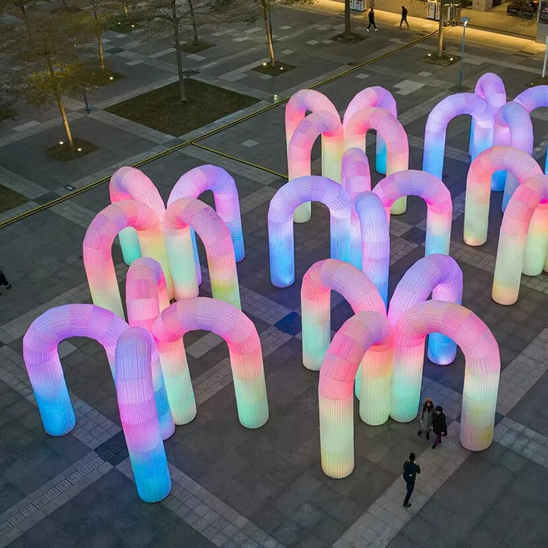 

Inflatable LED Rainbow Arch Color Changing U-Shaped Decorative Air Model for Wedding Event Site Entry Stage Decoration 2026